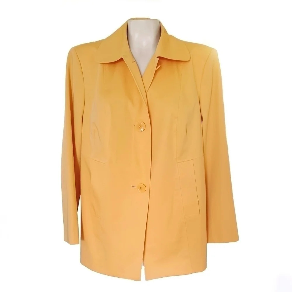 Vintage Talbots Yellow Blazer Jacket Oversized 90s Minimalist Quiet Luxury 16 - Picture 2 of 9